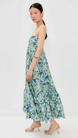 ALEMAIS Pam Tiered Midi Dress Blue Floral Size 10 AU for rent on The Volte - image 3
