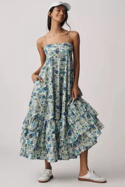 ALEMAIS Pam Tiered Midi Dress Blue Floral Size 10 AU for rent on The Volte - image 8