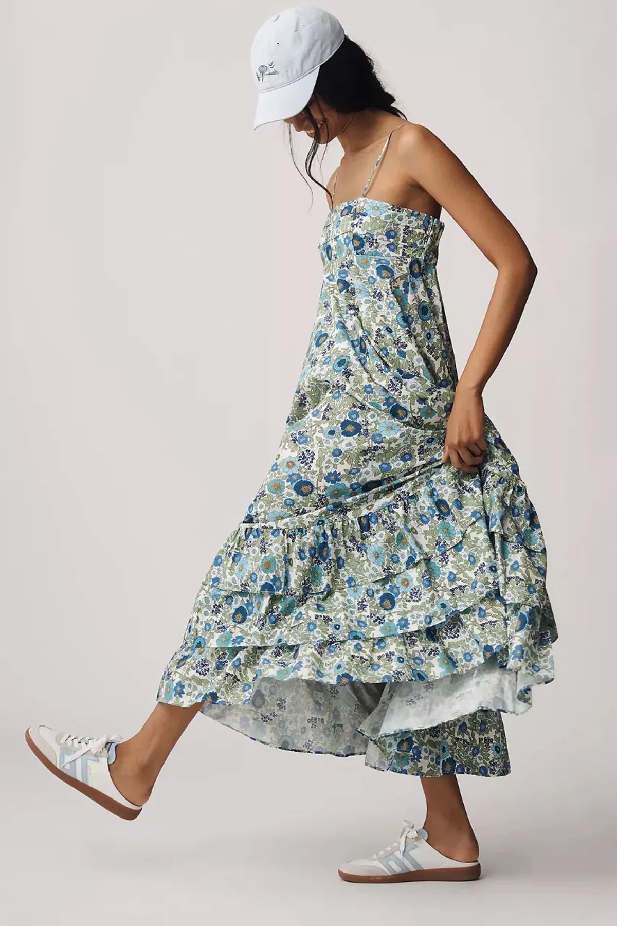 ALEMAIS Pam Tiered Midi Dress Blue Floral Size 10 AU - Image 6
