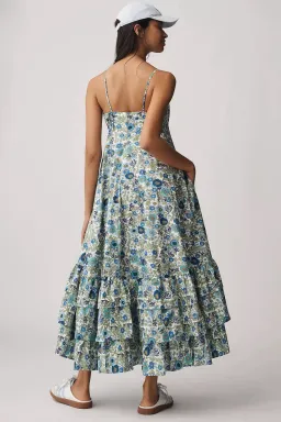ALEMAIS Pam Tiered Midi Dress Blue Floral Size 10 AU for rent on The Volte - image 9