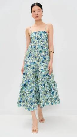 ALEMAIS Pam Tiered Midi Dress Blue Floral Size 10 AU for rent on The Volte - image 2
