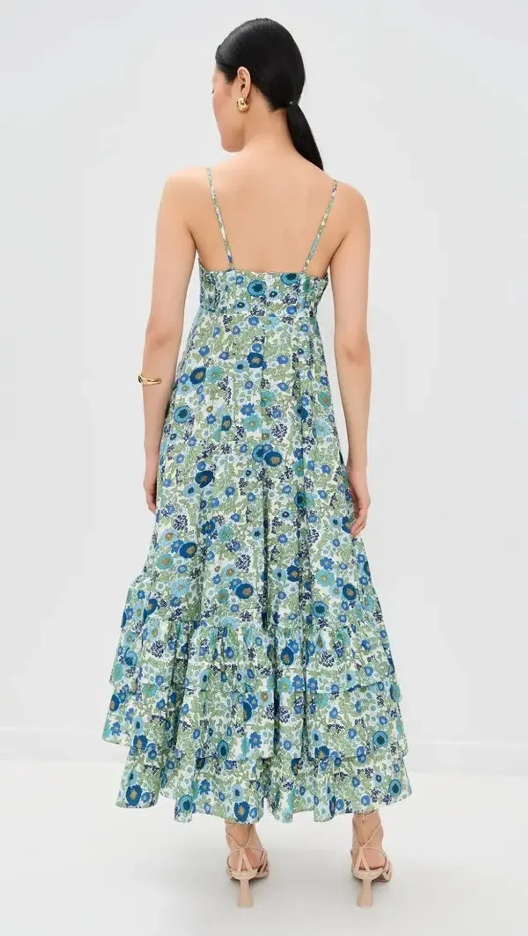 ALEMAIS Pam Tiered Midi Dress Blue Floral Size 10 AU for rent on The Volte - main image