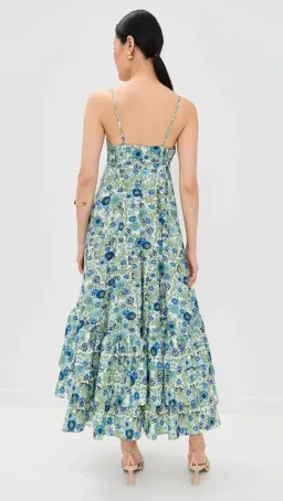 ALEMAIS Pam Tiered Midi Dress Blue Floral Size 10 AU for rent on The Volte - image 5