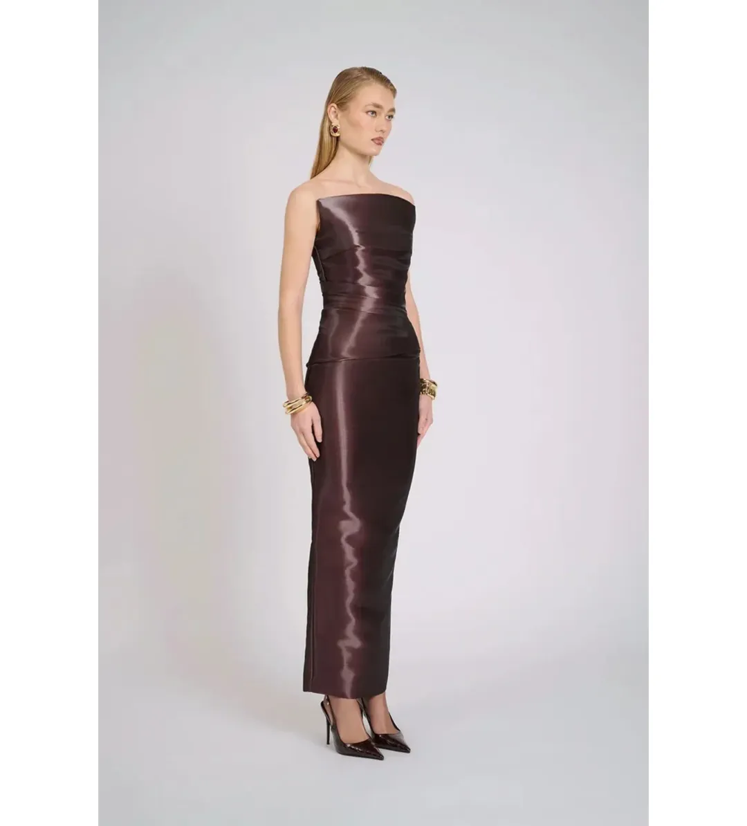 Eliya The Label Tatum Maxi Dress Chocolate Size 14 for rent on The Volte - main image