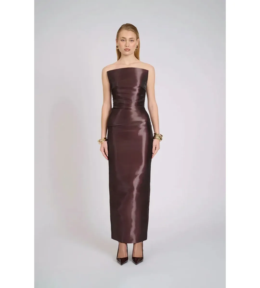 Eliya The Label Tatum Maxi Dress Chocolate Size 14 for rent on The Volte - main image