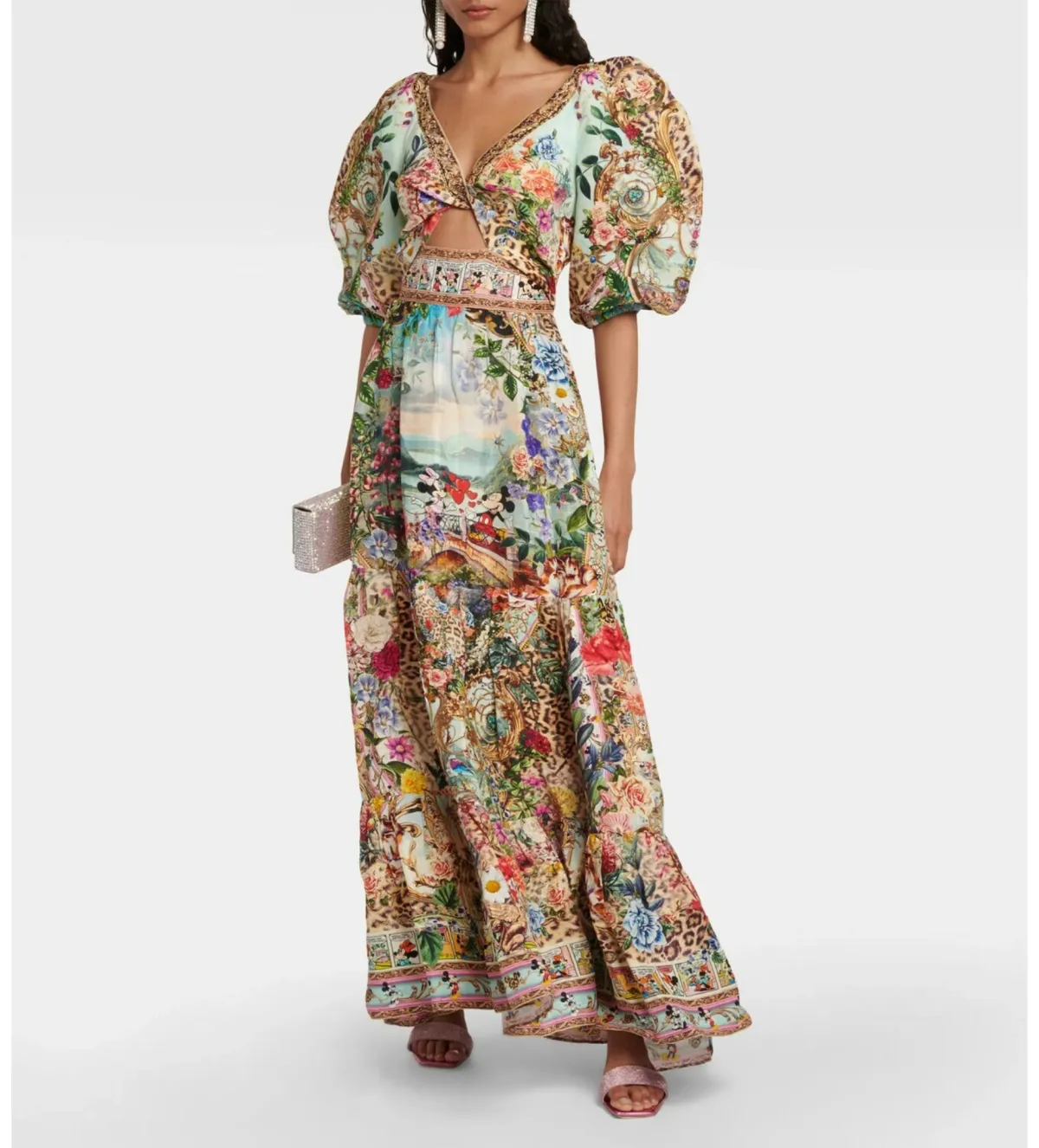 Camilla X Disney Puff Sleeve Maxi Dress Mickey Takes A Trip Size M - Image 1