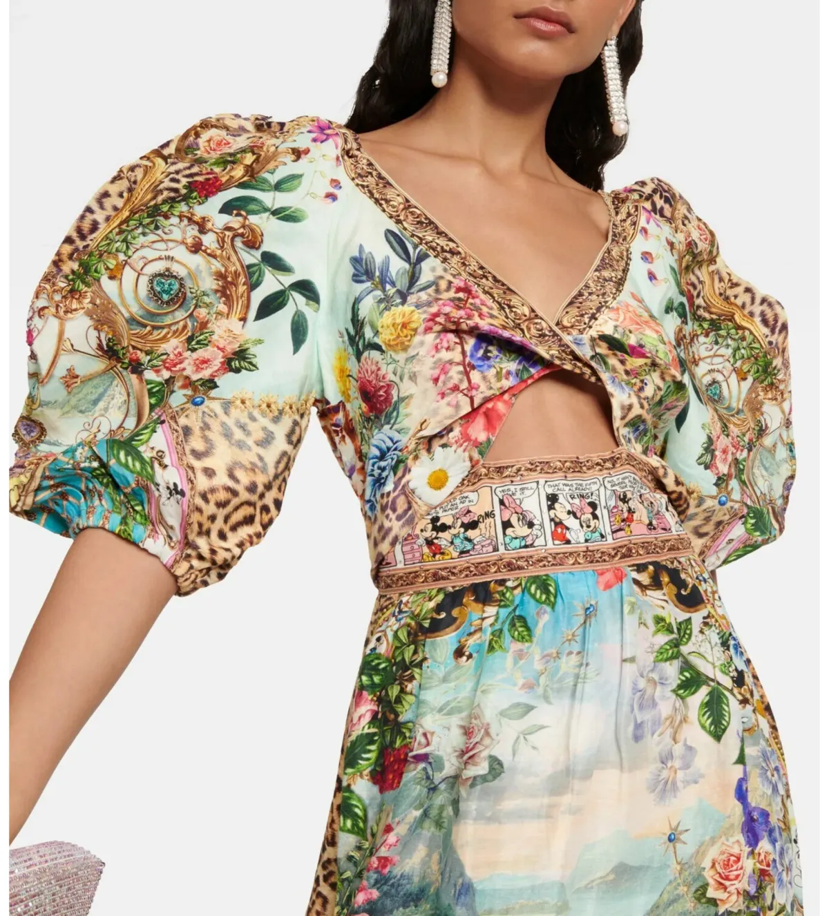 Camilla X Disney Puff Sleeve Maxi Dress Mickey Takes A Trip Size M - Image 3