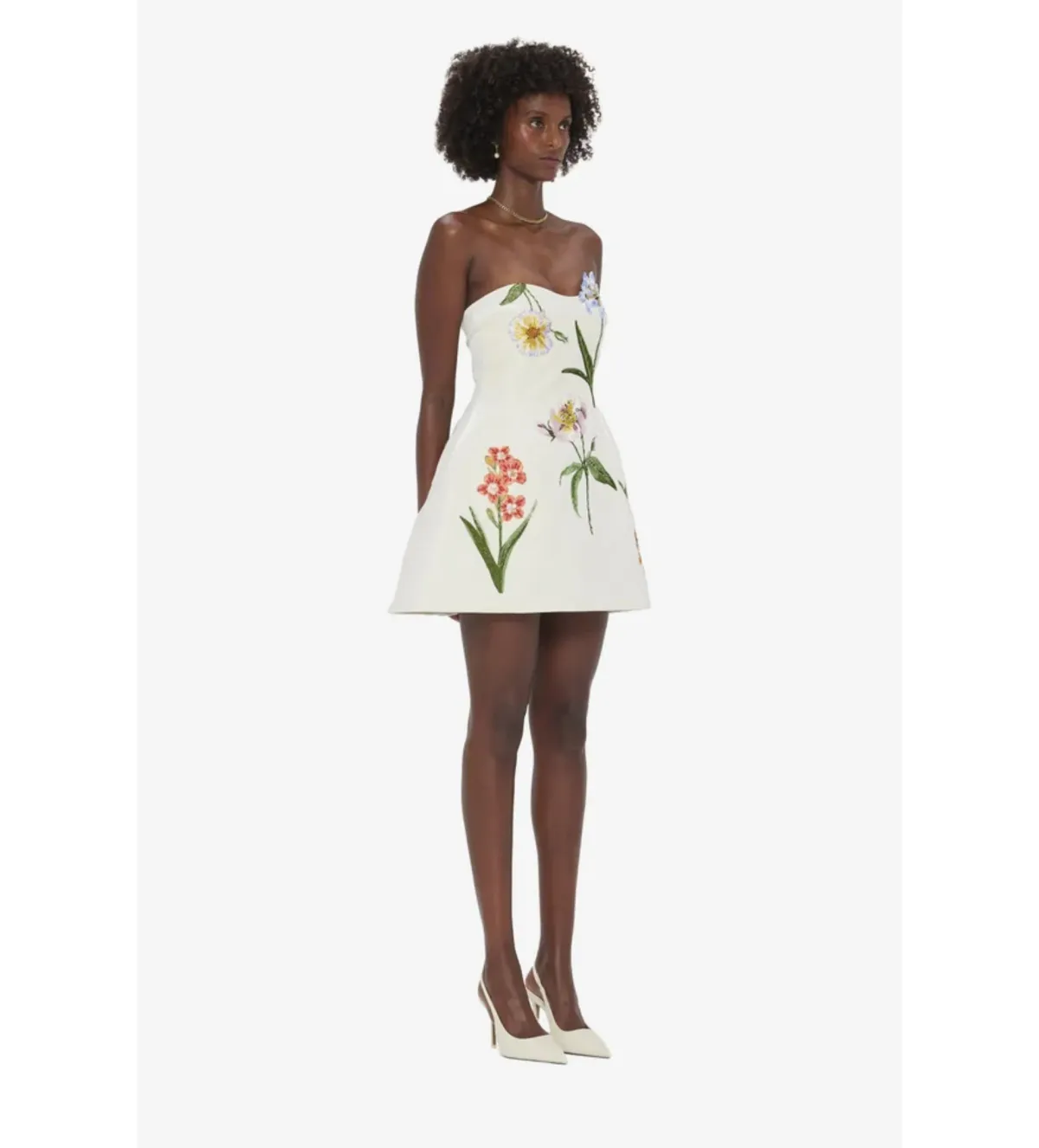 Leo Lin Rosario Velvet Mini Dress Botanical Print in Snow Size 10 - Image 3