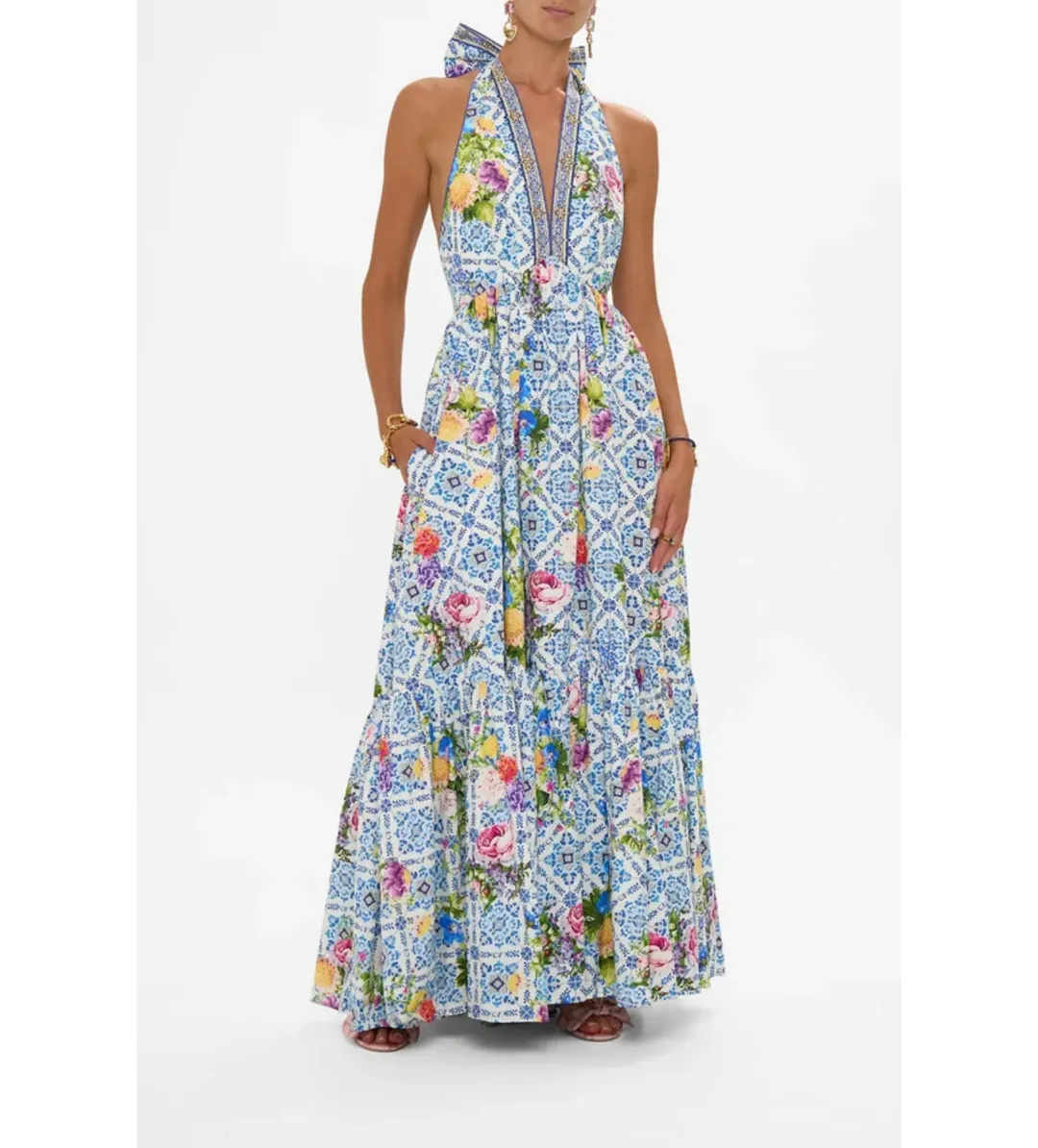 Camilla Ruffle Hem Halter Maxi Wall to Wall Wonders Size 12 for rent on The Volte - main image