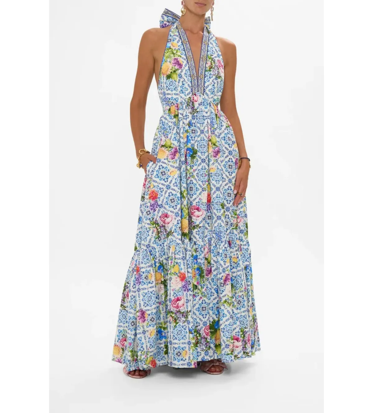 Camilla Ruffle Hem Halter Maxi Wall to Wall Wonders Size 12 - Image 1