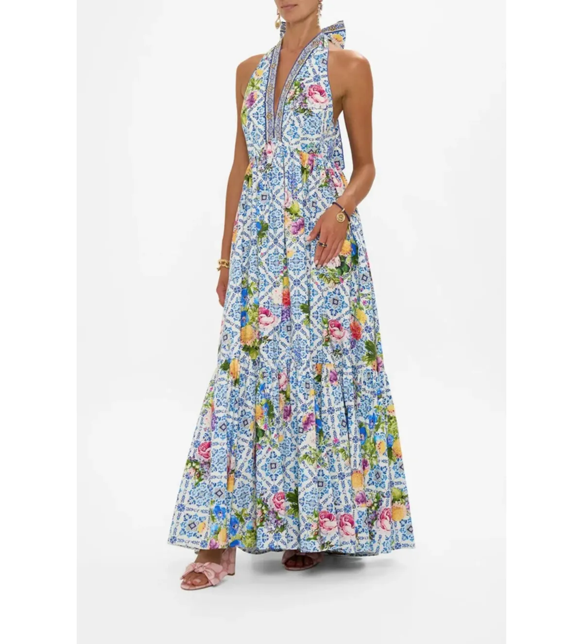 Camilla Ruffle Hem Halter Maxi Wall to Wall Wonders Size 12 - Image 3