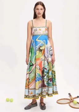 Alemais Lucky Pace Printed Linen Midi Sundress Multi Size 10 AU for rent on The Volte - image 3