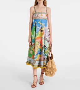 Alemais Lucky Pace Printed Linen Midi Sundress Multi Size 10 AU for rent on The Volte - image 6