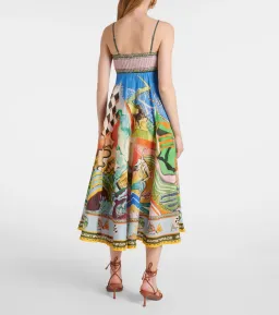 Alemais Lucky Pace Printed Linen Midi Sundress Multi Size 10 AU for rent on The Volte - image 7