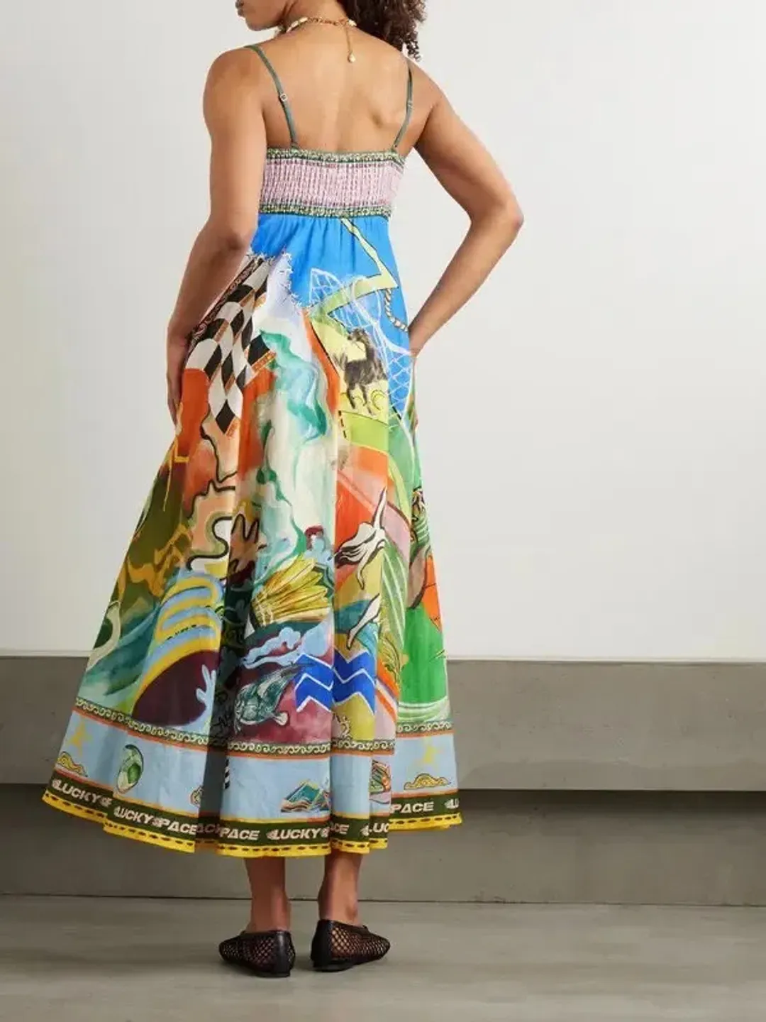 Alemais Lucky Pace Printed Linen Midi Sundress Multi Size 10 AU for rent on The Volte - main image