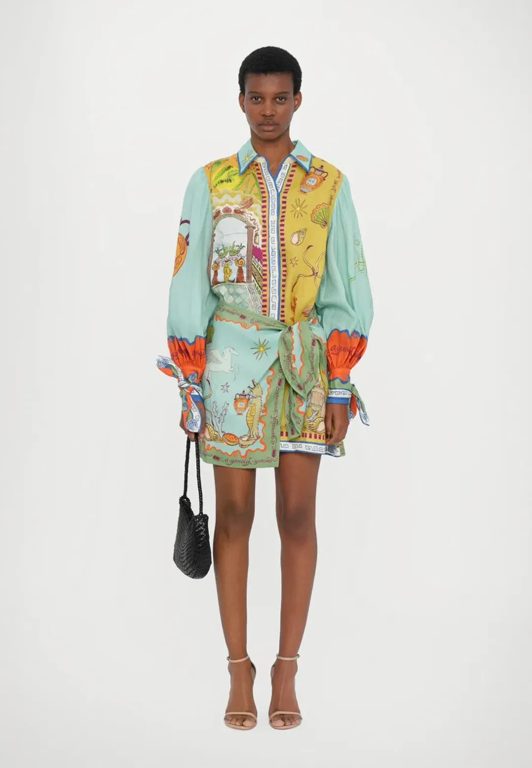 Alemais Surrealist Summer Mini Shirtdress Blue Size 10 AU for rent on The Volte - main image