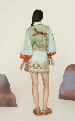 Alemais Surrealist Summer Mini Shirtdress Blue Size 10 AU for rent on The Volte - image 4