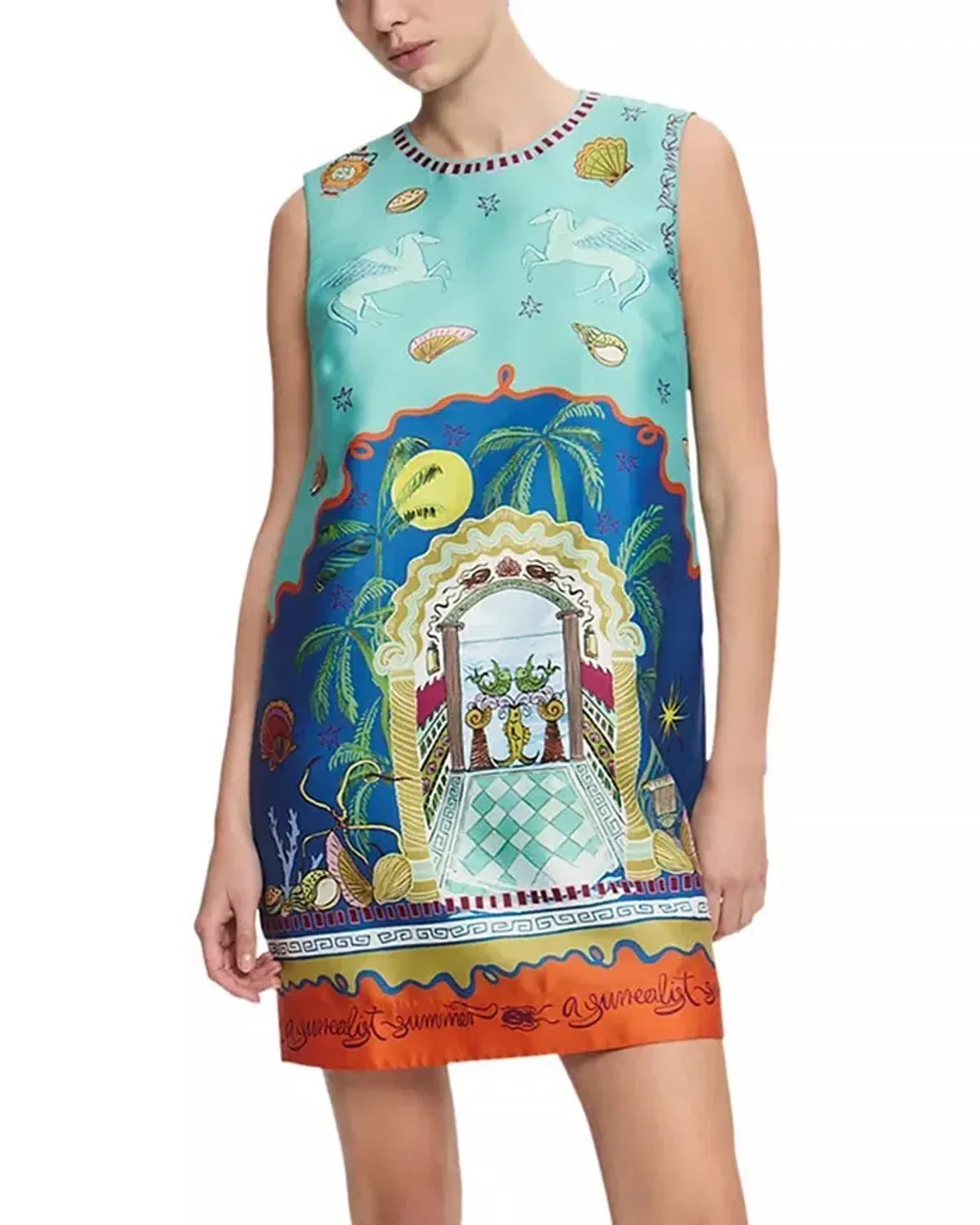 Alemais Surrealist Summer Mini Dress Blue Size 10 AU - Image 9
