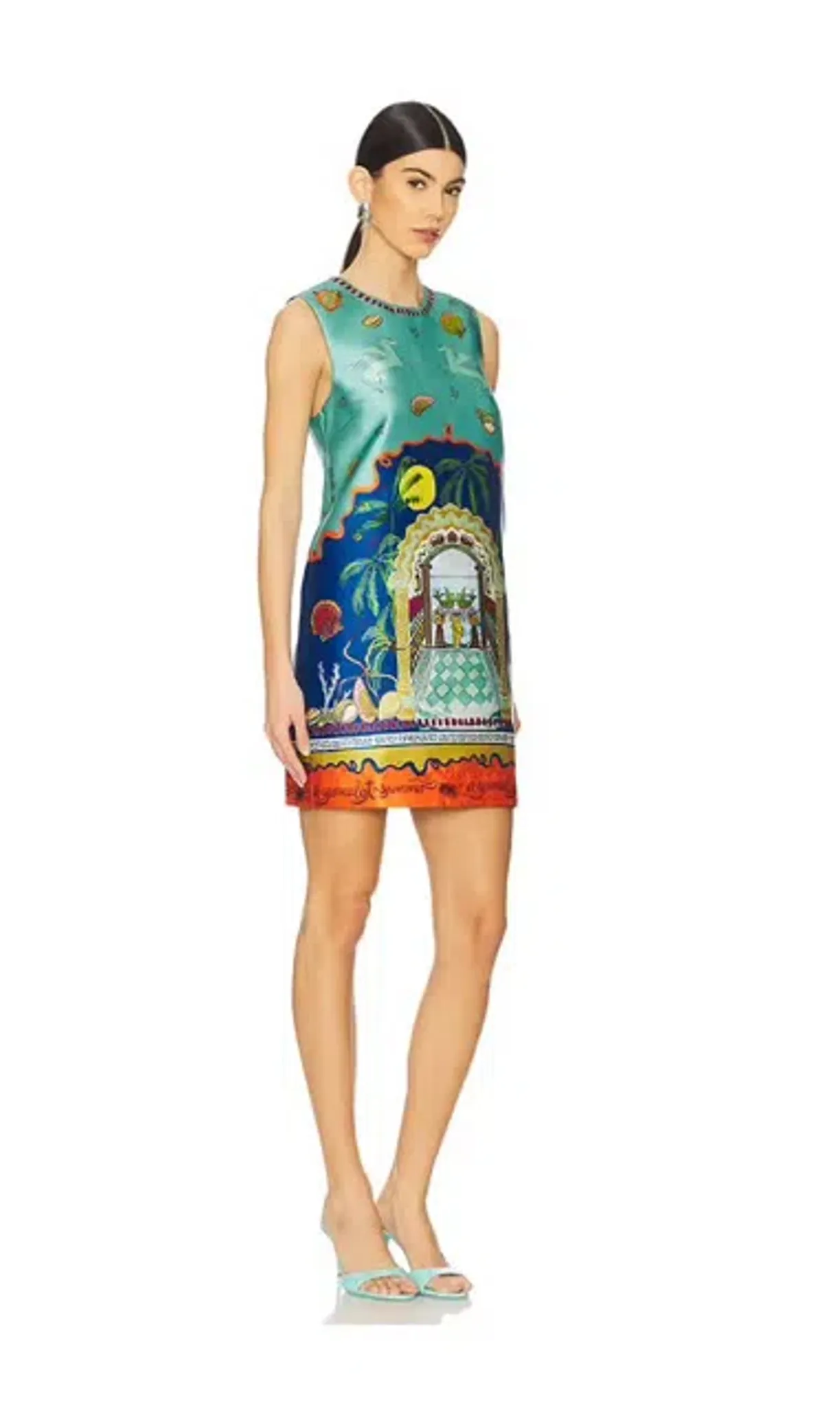 Alemais Surrealist Summer Mini Dress Blue Size 10 AU - Image 4