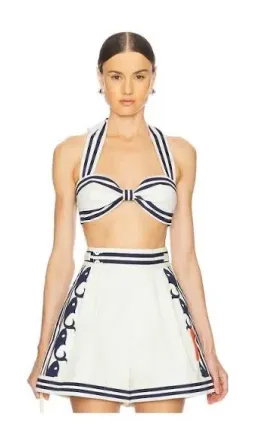 Alemais Marine Striped Bralette & Shorts Set White Size 10 AU for rent on The Volte - image 15