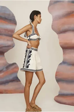 Alemais Marine Striped Bralette & Shorts Set White Size 10 AU for rent on The Volte - image 14