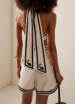 Alemais Marine Striped Bralette & Shorts Set White Size 10 AU for rent on The Volte - image 2