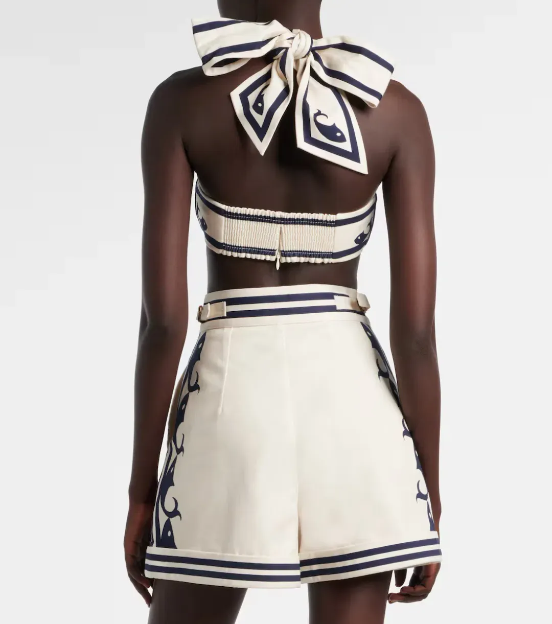 Alemais Marine Striped Bralette & Shorts Set White Size 10 AU for rent on The Volte - main image