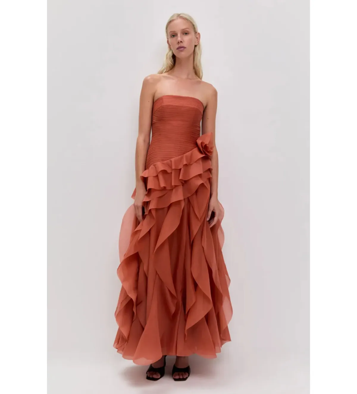 Aje Canyon Maxi Gown Coral Clay Size 8 for rent on The Volte - main image
