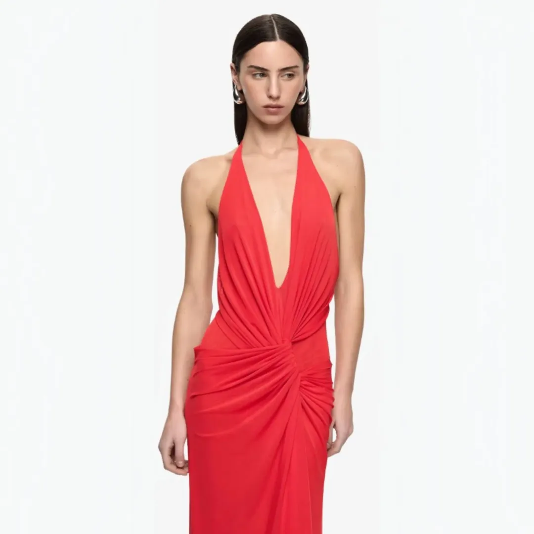 Bec & Bridge Xanthi V Neck Maxi Dress in Flame Size 8 for rent on The Volte - main image