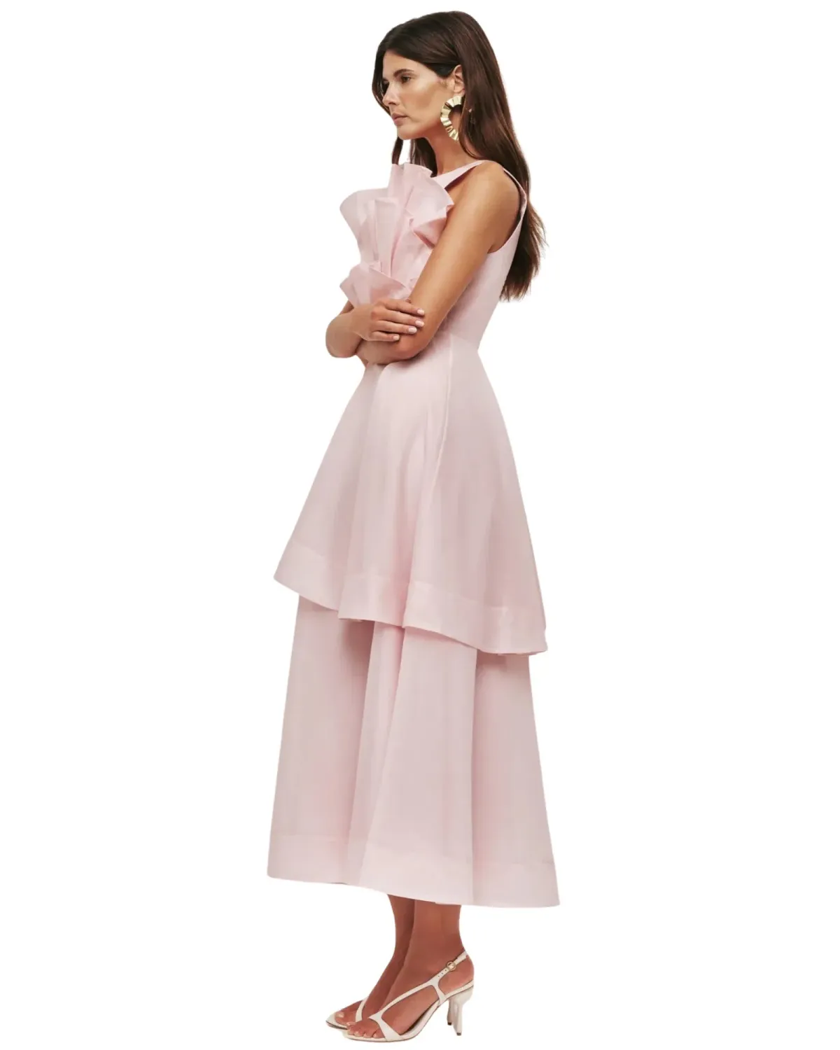 Aje Selestia Midi Dress Ash Pink Size 14 - Image 4