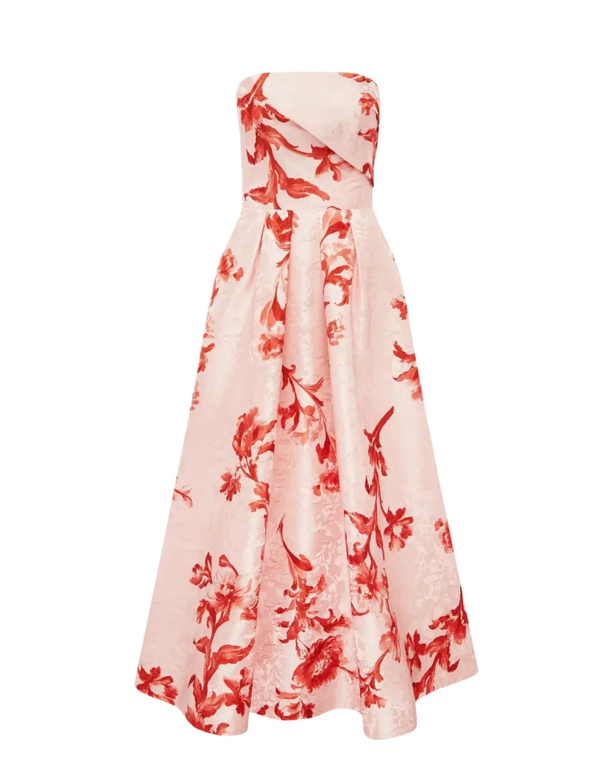 Leo Lin Lynn Jacquard Bustier Midi Dress Magnolia Print Size 10 - Image 5