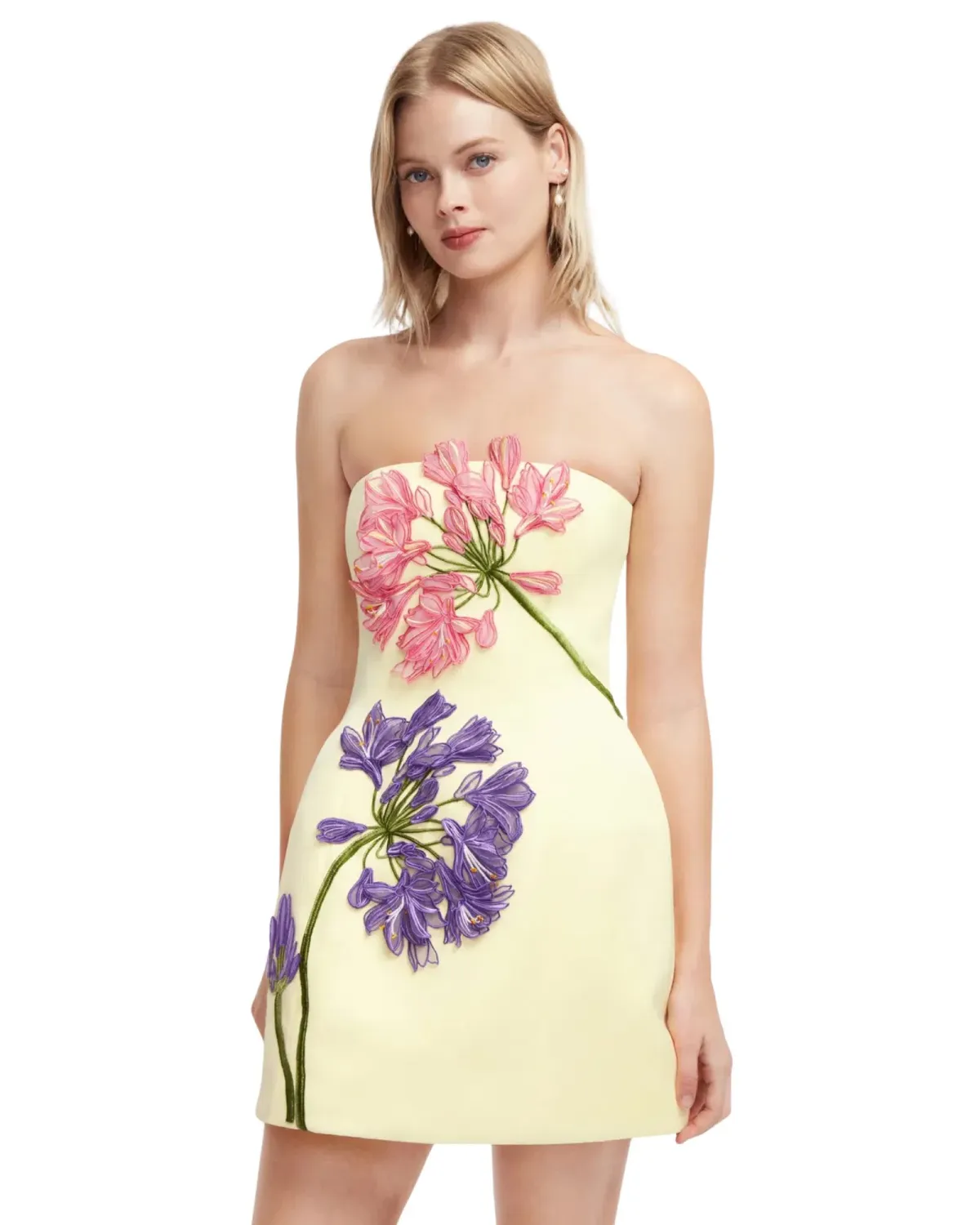 Leo Lin Roselle Applique Bustier Mini Dress Agapanthus Print Size 14 - Image 2