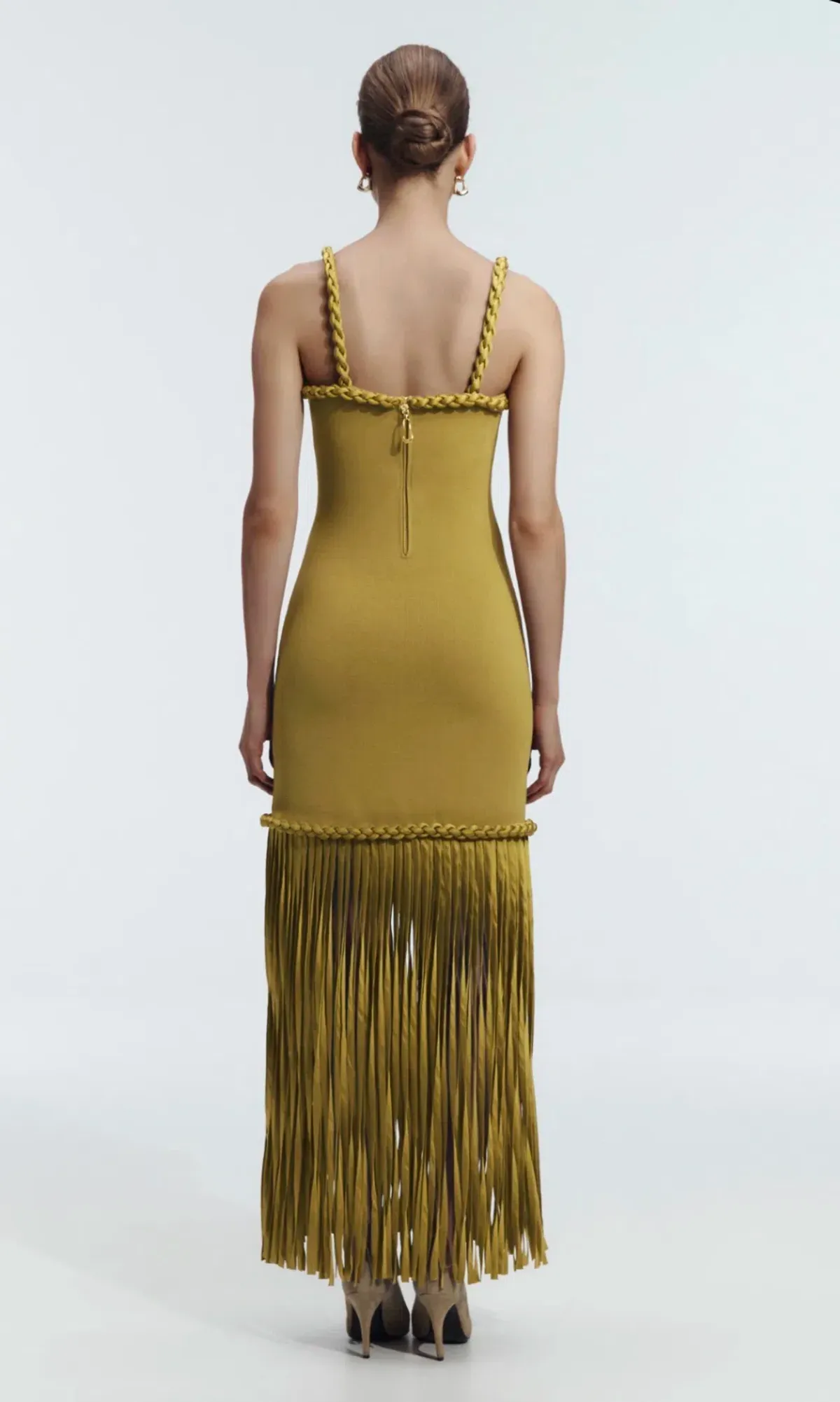 Aje Ribiona knit midi dress olive size 6 - Image 2