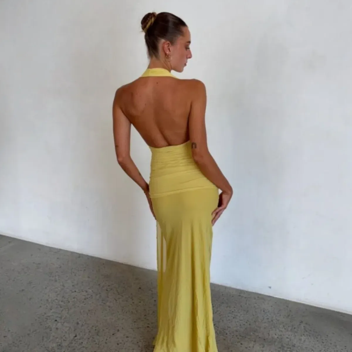 Bec & Bridge Cassis Drape Dress In Yellow Size 8 - Image 5