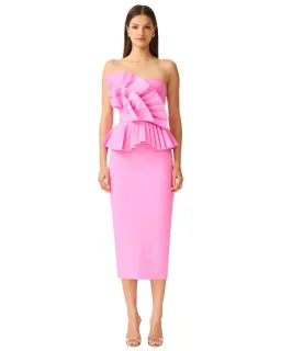 Elliatt Orelia Pleated Midi Dress Candy Pink Size 12 for rent on The Volte - image 1