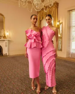 Elliatt Orelia Asymmetrical Ruffle Maxi Gown Candy Pink Size M / AU 10 for rent on The Volte - image 4