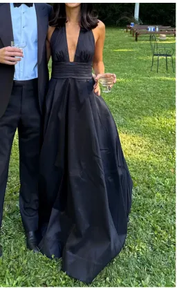 Hansen and Gretel Evelina taffeta gown black for rent on The Volte - image 1