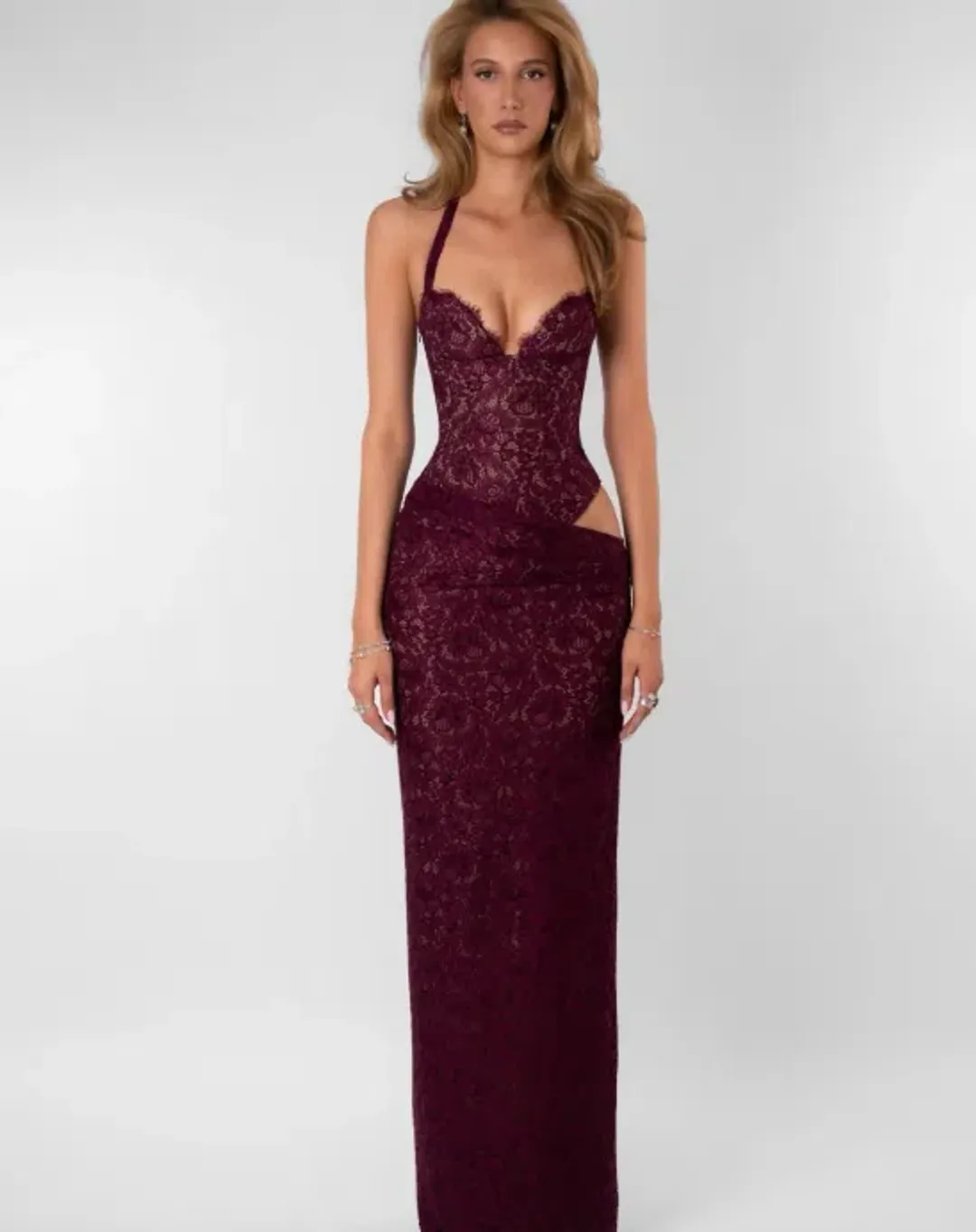 Fenity Veronica Maxi Dress in Burgundy Size S for rent on The Volte - main image