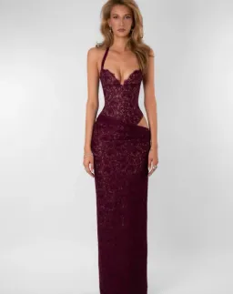 Fenity Veronica Maxi Dress in Burgundy Size S for rent on The Volte - image 1