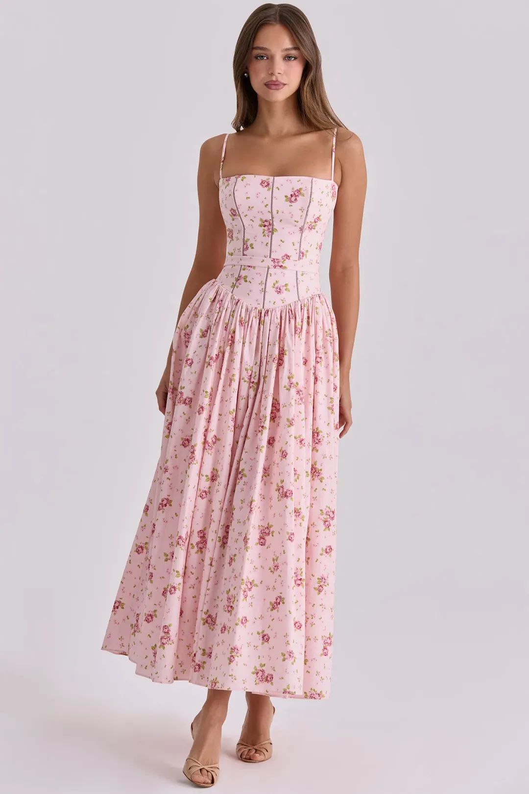 House of CB Ysabella Maxi in Pink Vintage Rose Size S/AU 8 for rent on The Volte - main image