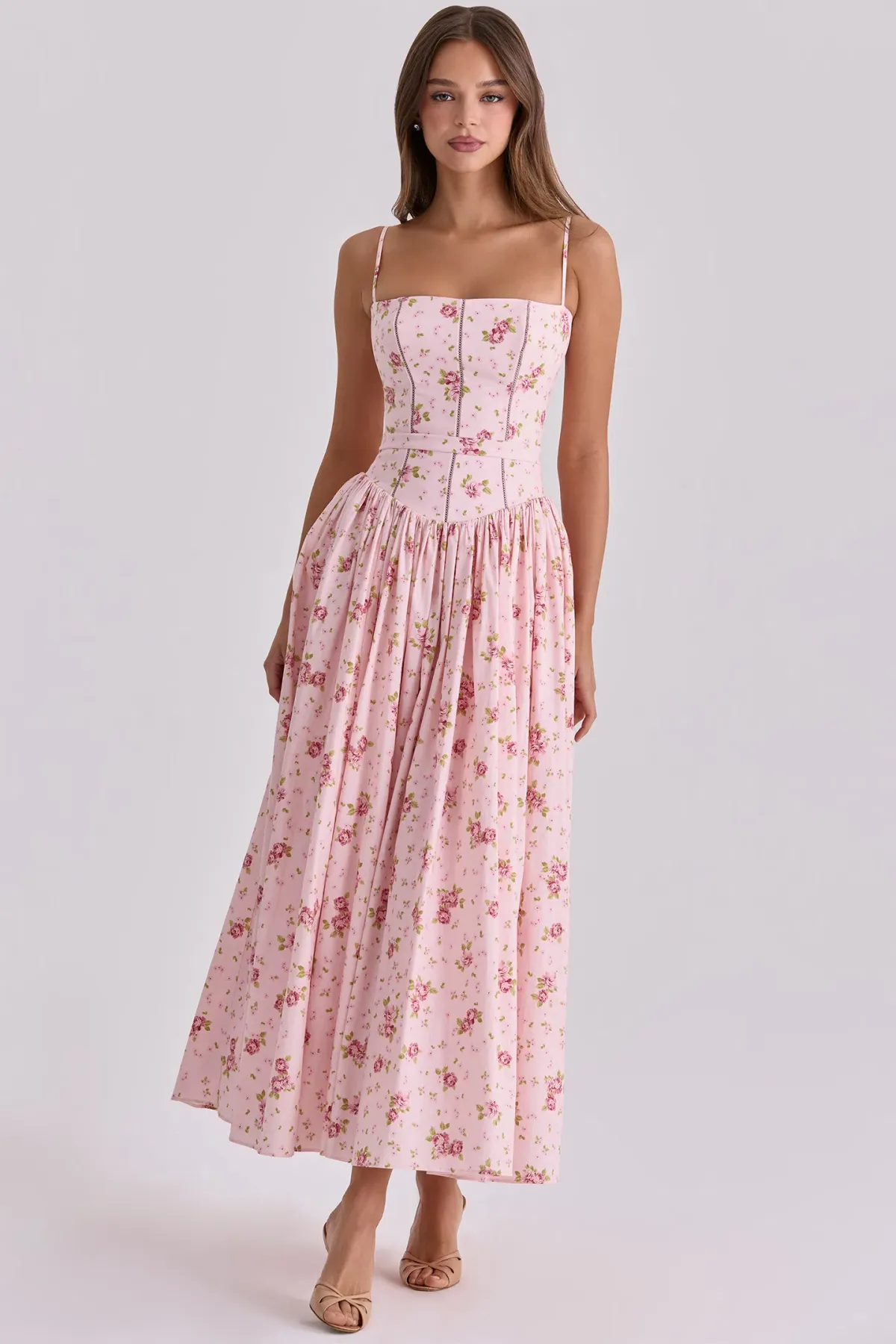 House of CB Ysabella Maxi in Pink Vintage Rose Size S/AU 8 for rent on The Volte - main image