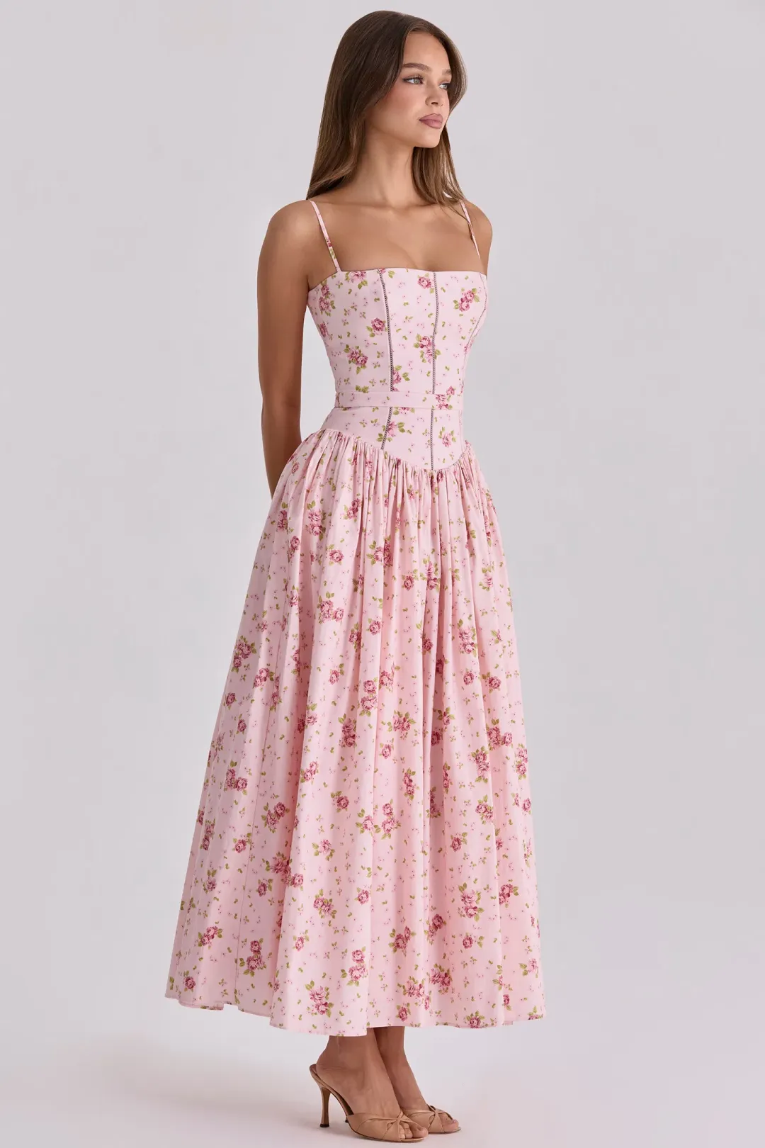 House of CB Ysabella Maxi in Pink Vintage Rose Size S/AU 8 for rent on The Volte - main image