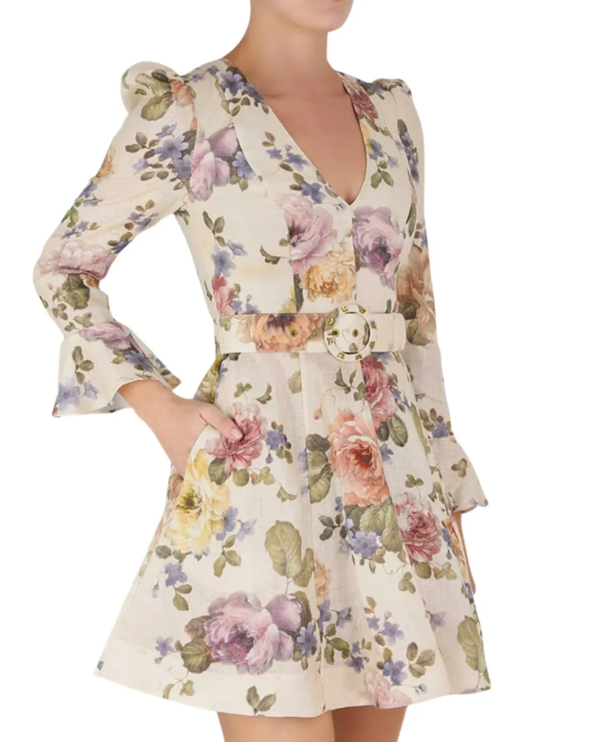 Zimmermann Luminosity Mini Dress Multi Floral Cream Size 2 / AU 12 - Image 3