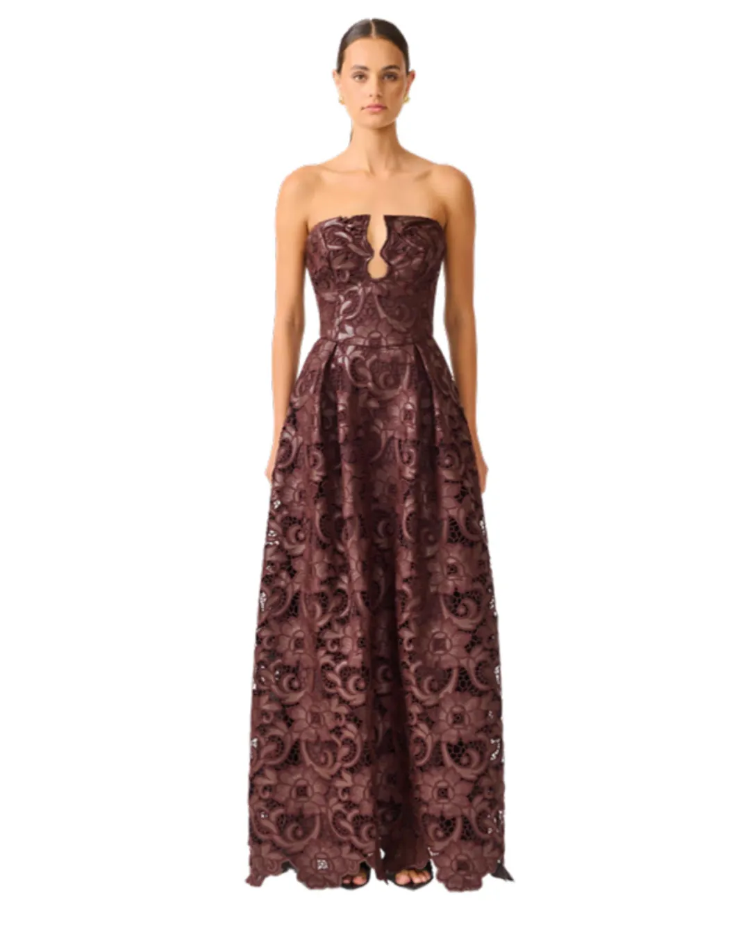 Elliatt Novelle Sweetheart Maxi Dress Chocolate Brown Size M / AU 10 for rent on The Volte - main image
