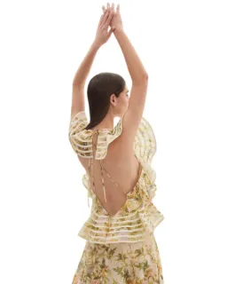 Alemais Eden Flounce Midi Dress Cream Floral Size 14 for rent on The Volte - image 3