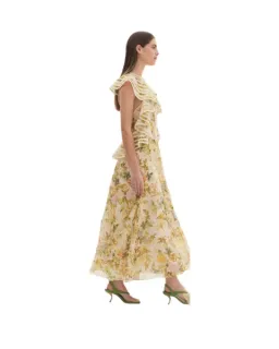 Alemais Eden Flounce Midi Dress Cream Floral Size 14 for rent on The Volte - image 4
