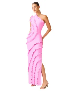 Elliatt Orelia Asymmetrical Ruffle Maxi Gown Candy Pink Size L / AU 12 for rent on The Volte - image 2