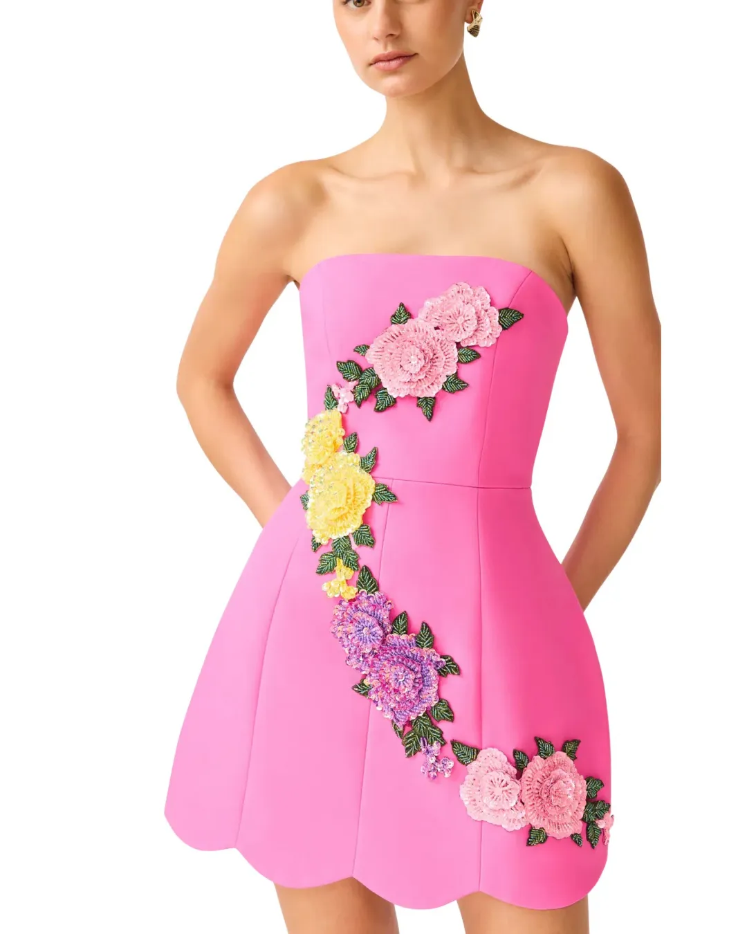 Elliatt Laurentia Tulip Mini Dress Fuchsia Pink Size L / AU 12 for rent on The Volte - main image
