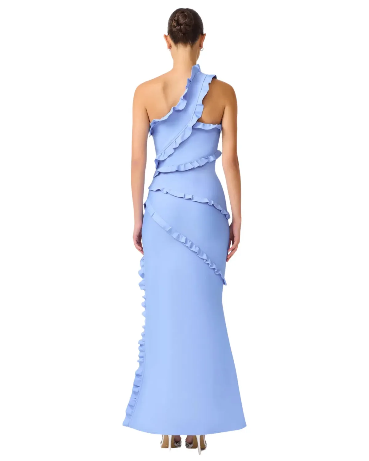 Elliatt Floriana Asymmetric Maxi Gown Cornflower Blue Size M / AU 10 - Image 3