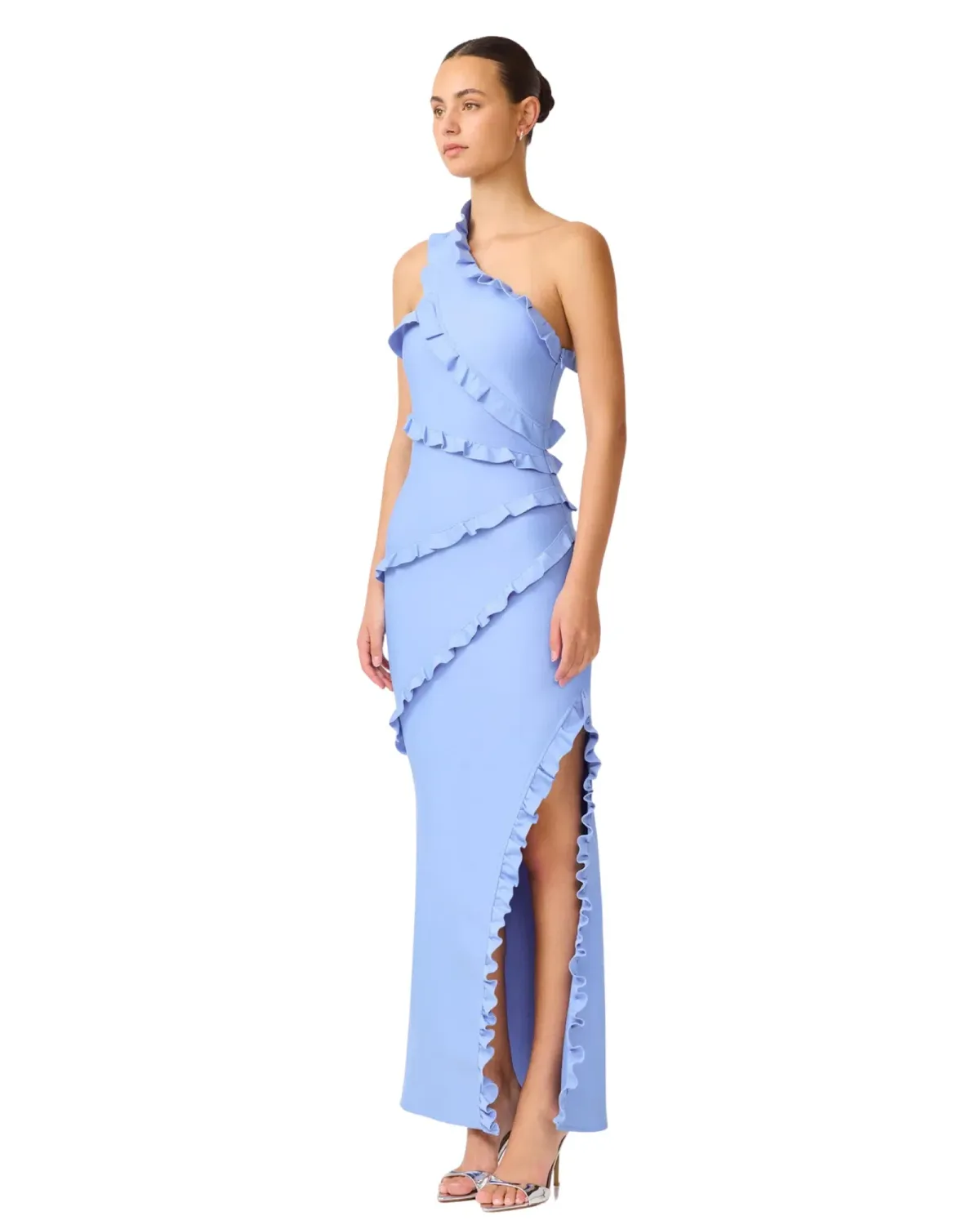 Elliatt Floriana Asymmetric Maxi Gown Cornflower Blue Size M / AU 10 - Image 2